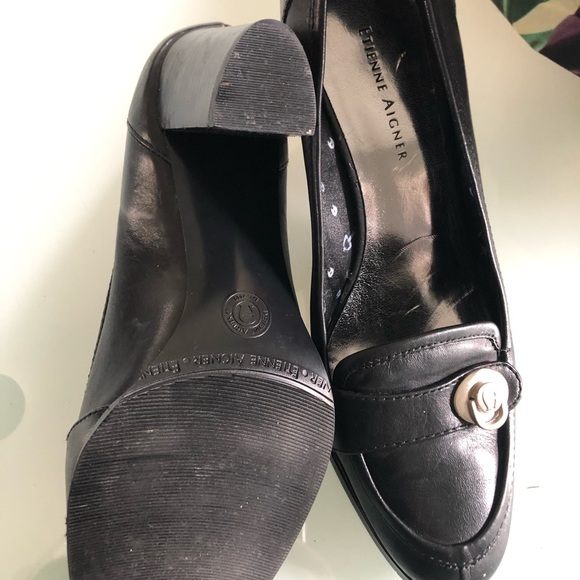 Etienne Aigner black loafer stacked heel - Picture 4 of 5